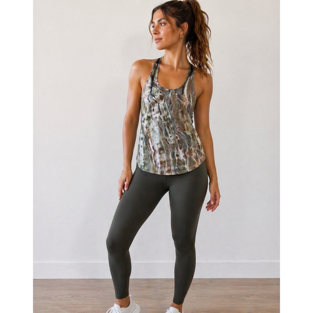 Lululemon Tank Size 6 Brown Green Geode Tie Dye Racerback Boho Yoga